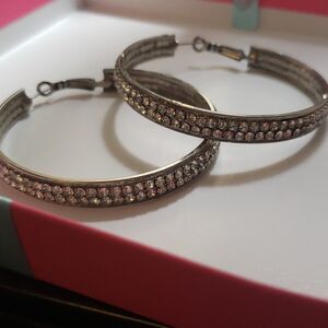 Silver Rhinestone Hoop Earrings